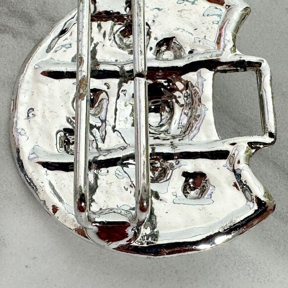 Vintage Silver Tone Ornate Studded Belt Buckle Piece - Picture 7 of 8